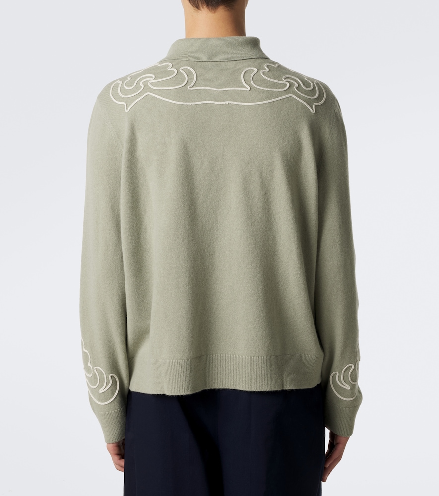 Blaze Embroidered Wool Polo Sweater