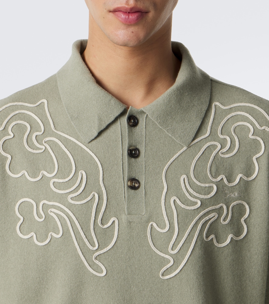 Blaze Embroidered Wool Polo Sweater