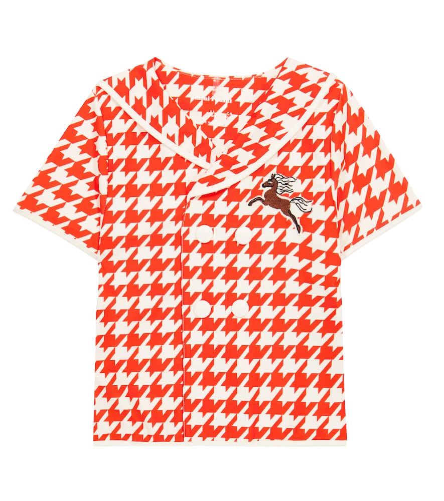 Mini Rodini Houndstooth Embroidered Swim Top In Red