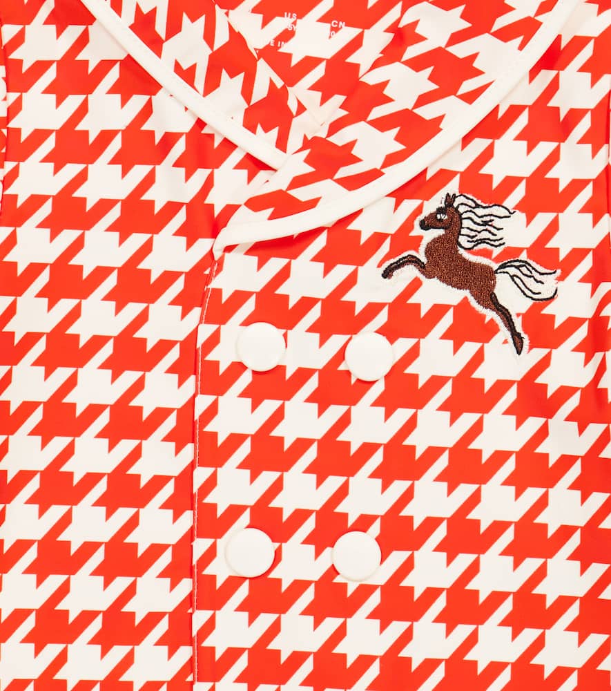 Mini Rodini Houndstooth Embroidered Swim Top In Red