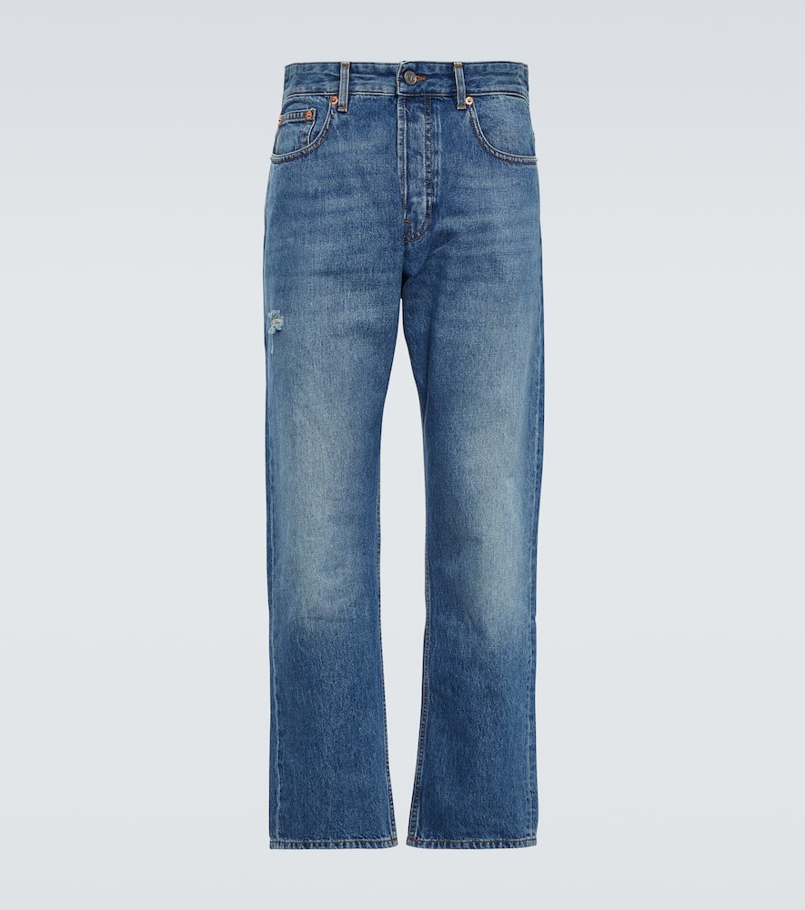 Mid-rise straight jeans