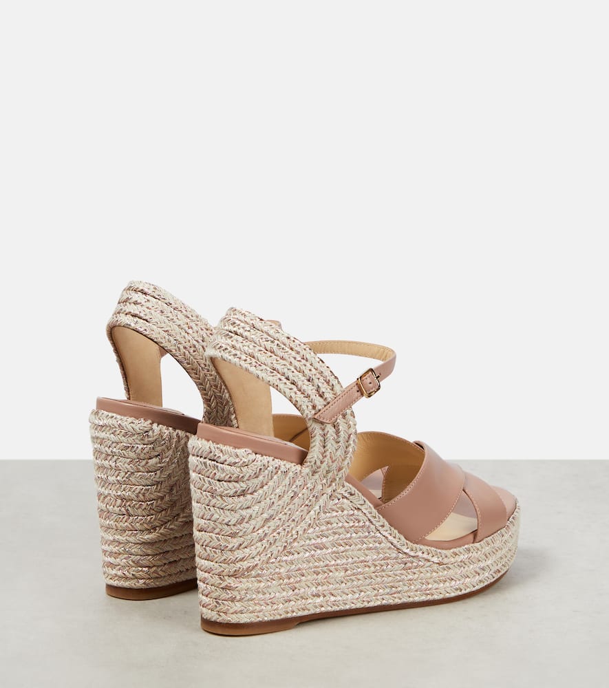 Jimmy Choo Dellena 100 Leather Espadrille Wedge Sandals In Ballet Pink