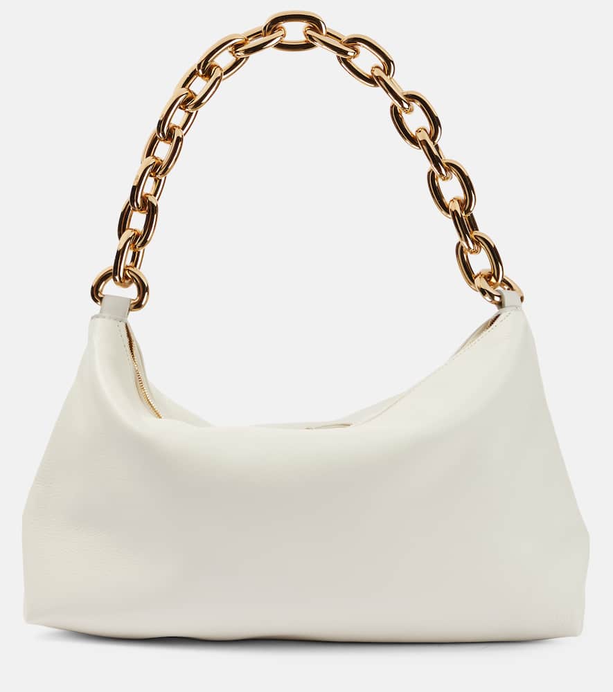 Khaite White Clara Leather Shoulder Bag In Neutrals