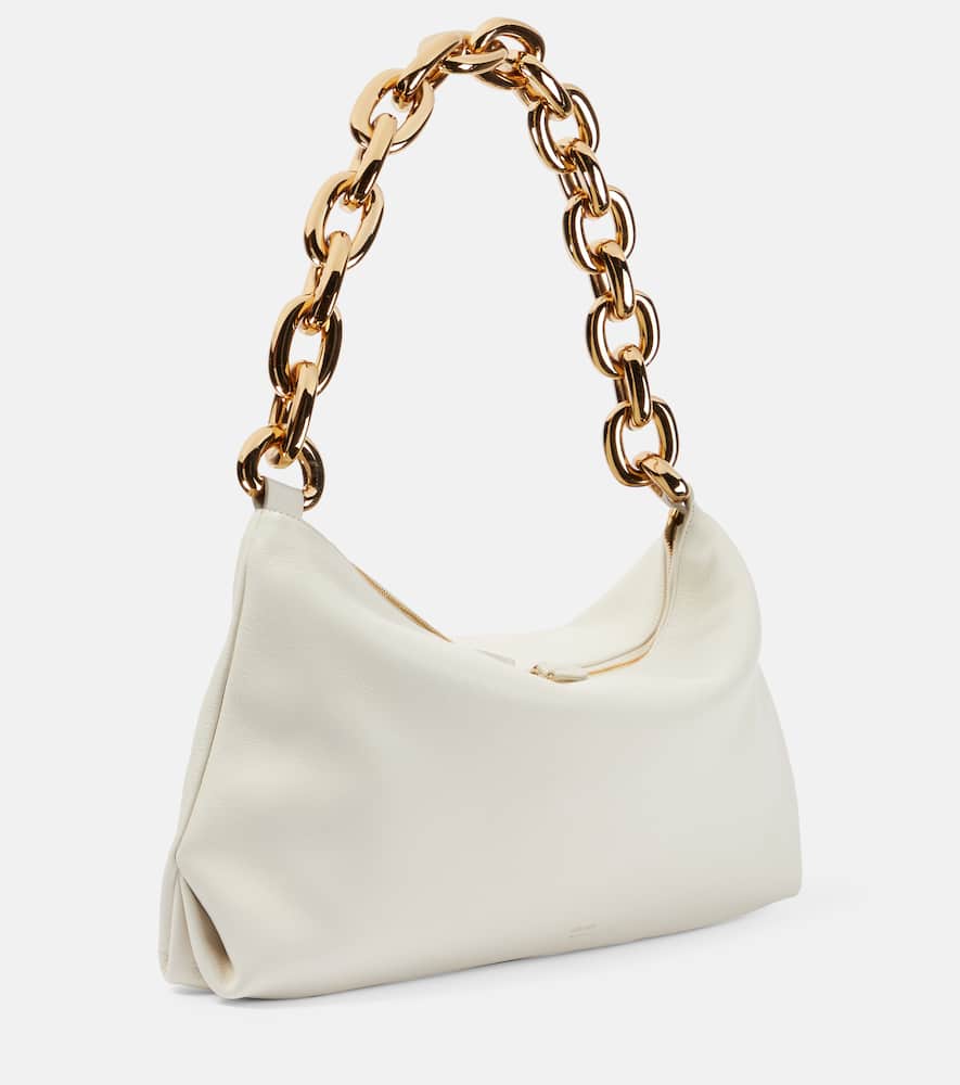 Khaite White Clara Leather Shoulder Bag In White