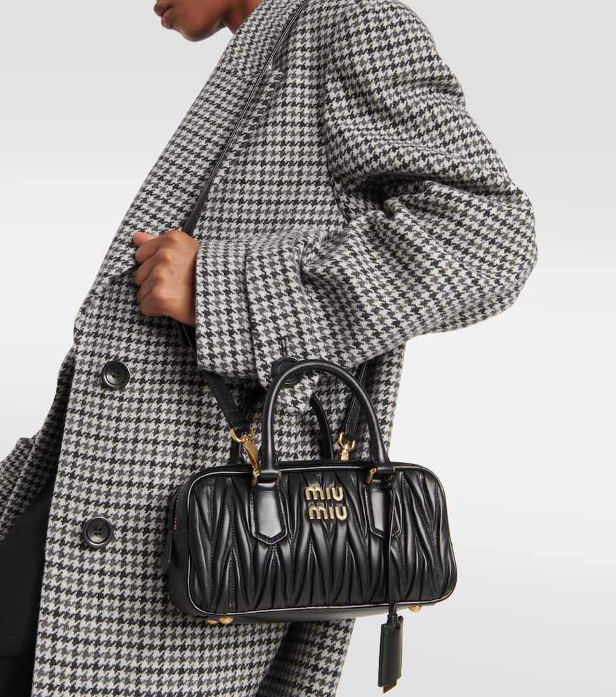 Miu Miu Arcadie Leather Tote Bag In Black