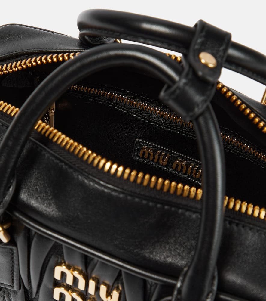 Miu Miu Arcadie Leather Tote Bag In Black