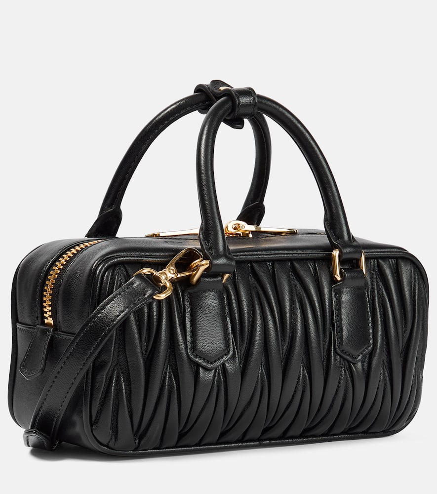 Miu Miu Arcadie Leather Tote Bag In Black