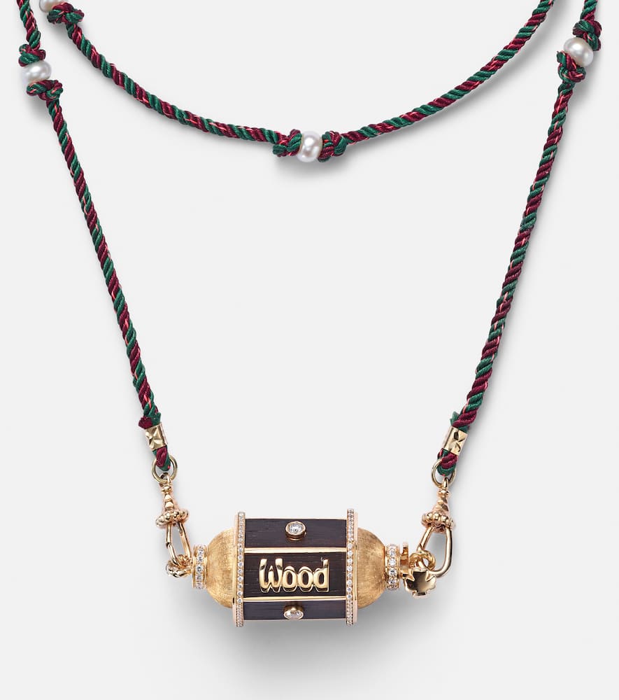 Marie Lichtenberg Knock On Wood 18kt Gold Locket Necklace With Diamonds In Gold