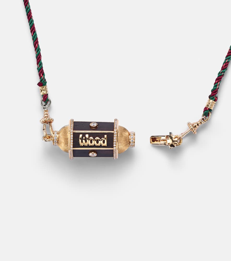 Marie Lichtenberg Knock On Wood 18kt Gold Locket Necklace With Diamonds In Gold