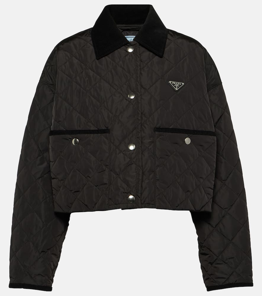 Prada Re-nylon Cropped Jacket In Black