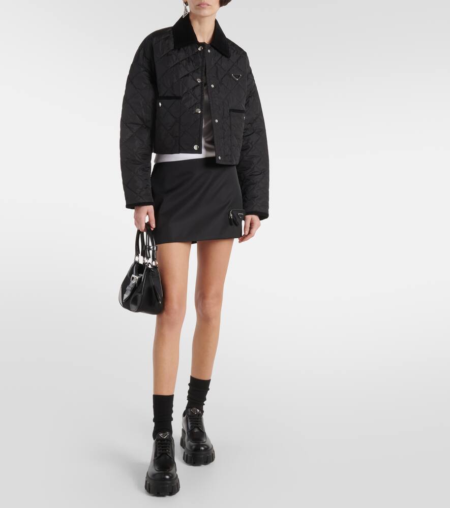 Shop Prada Re-nylon Quilted Cropped Jacket In Black