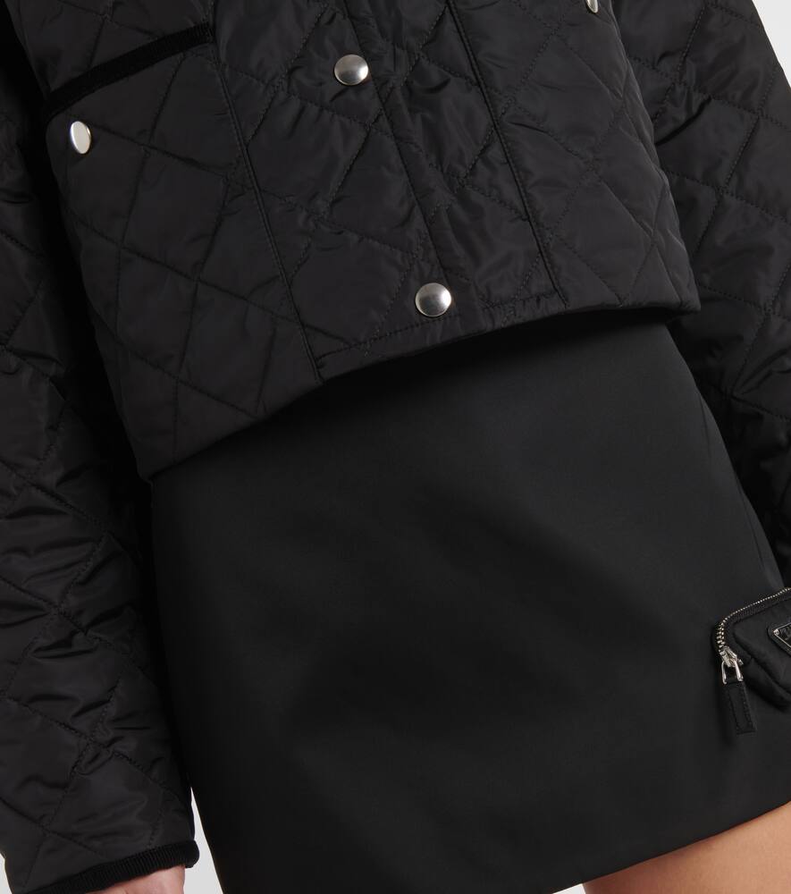 Shop Prada Re-nylon Quilted Cropped Jacket In Black