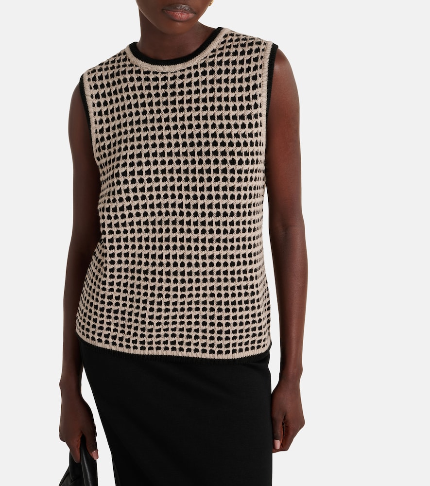  's Max Mara 's Max Mara Fleres Patterned Cotton Sweater Vest 