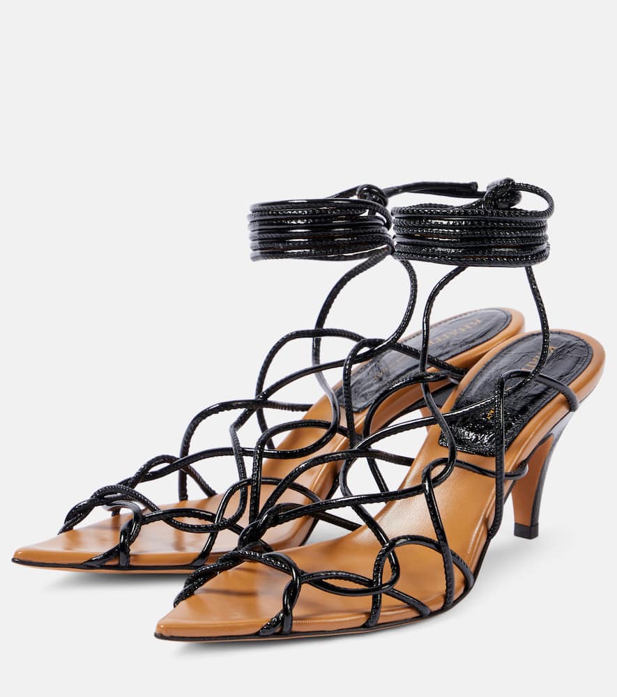 Khaite Arden Lace-up Leather Sandals In Black