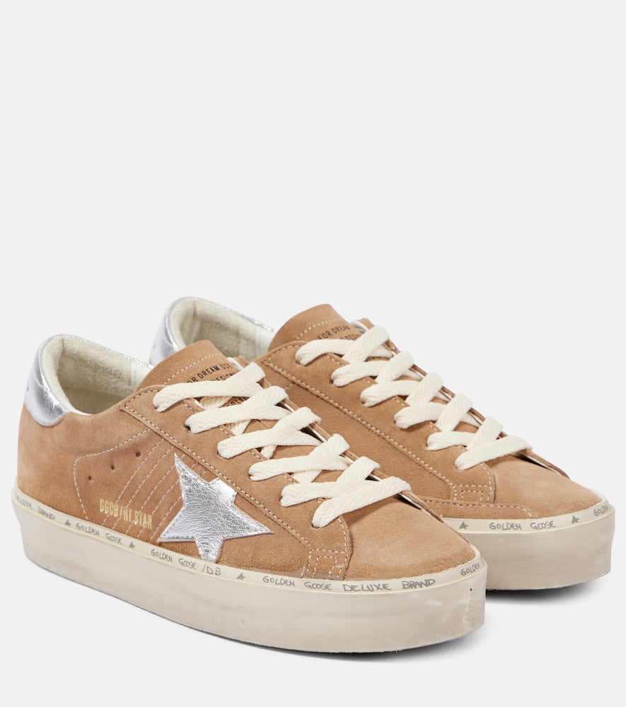 Golden Goose Hi-star Star-patch Flatform Sneakers In Brown