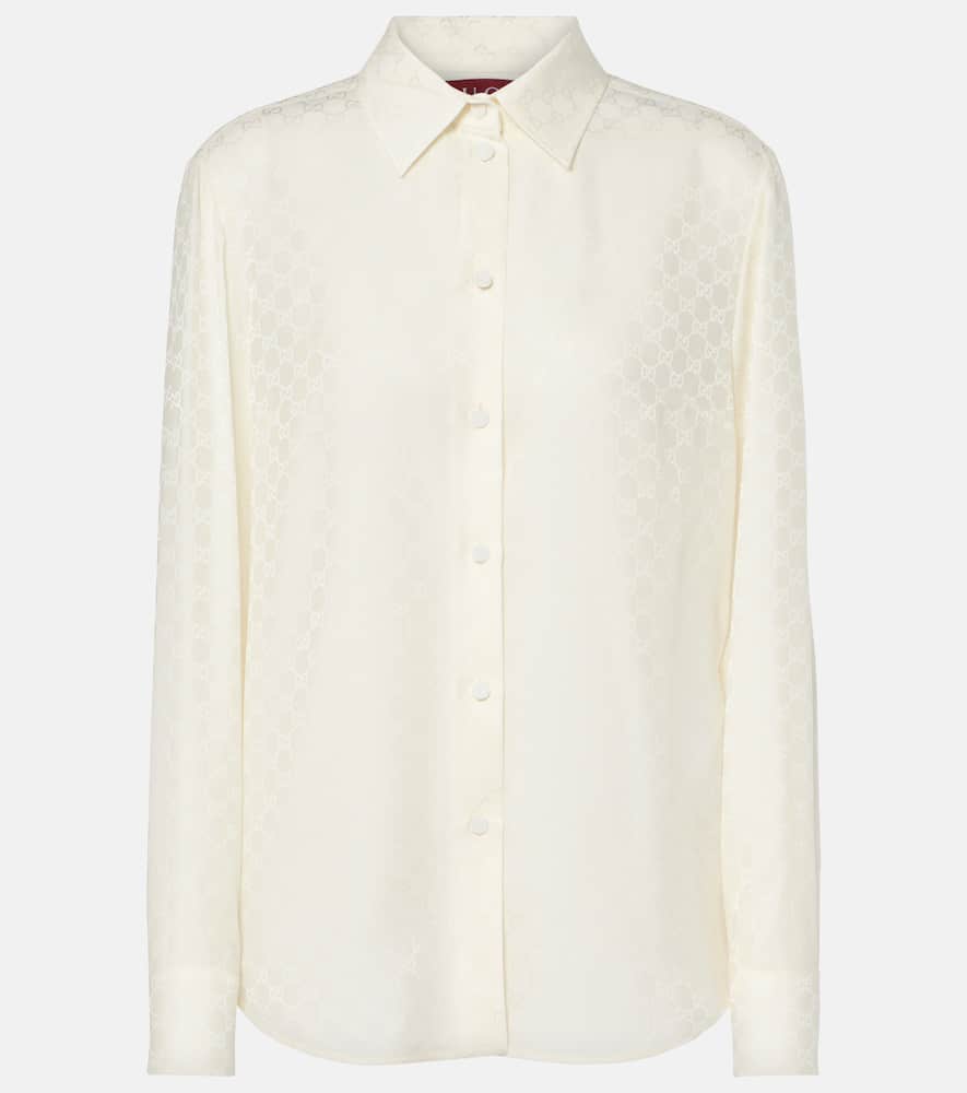 Gucci Bluse Und Bh Aus Seidenjacquard In White