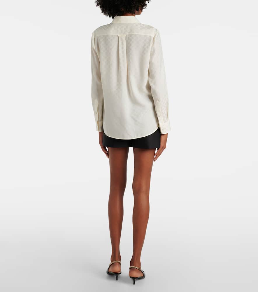 Gucci Bluse Und Bh Aus Seidenjacquard In White