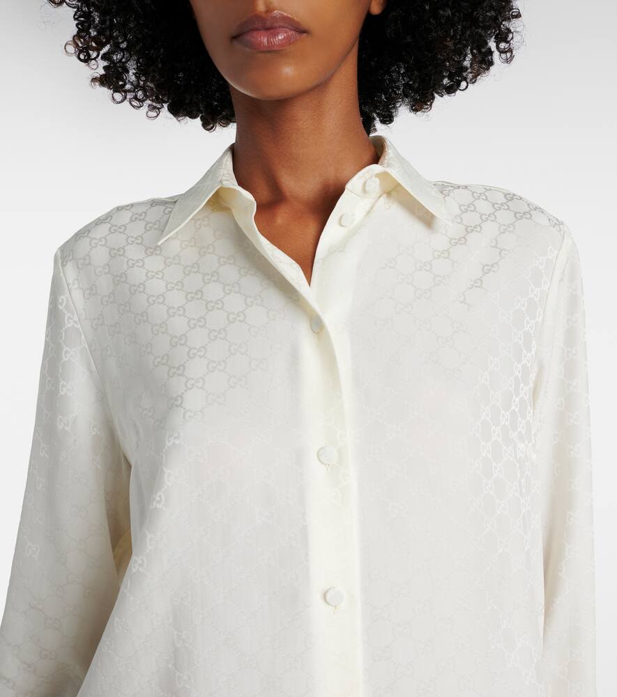 Gucci Bluse Und Bh Aus Seidenjacquard In White