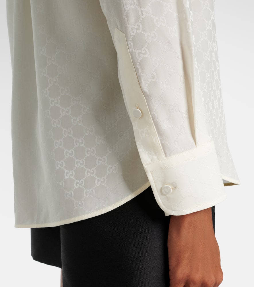 Gucci Bluse Und Bh Aus Seidenjacquard In White
