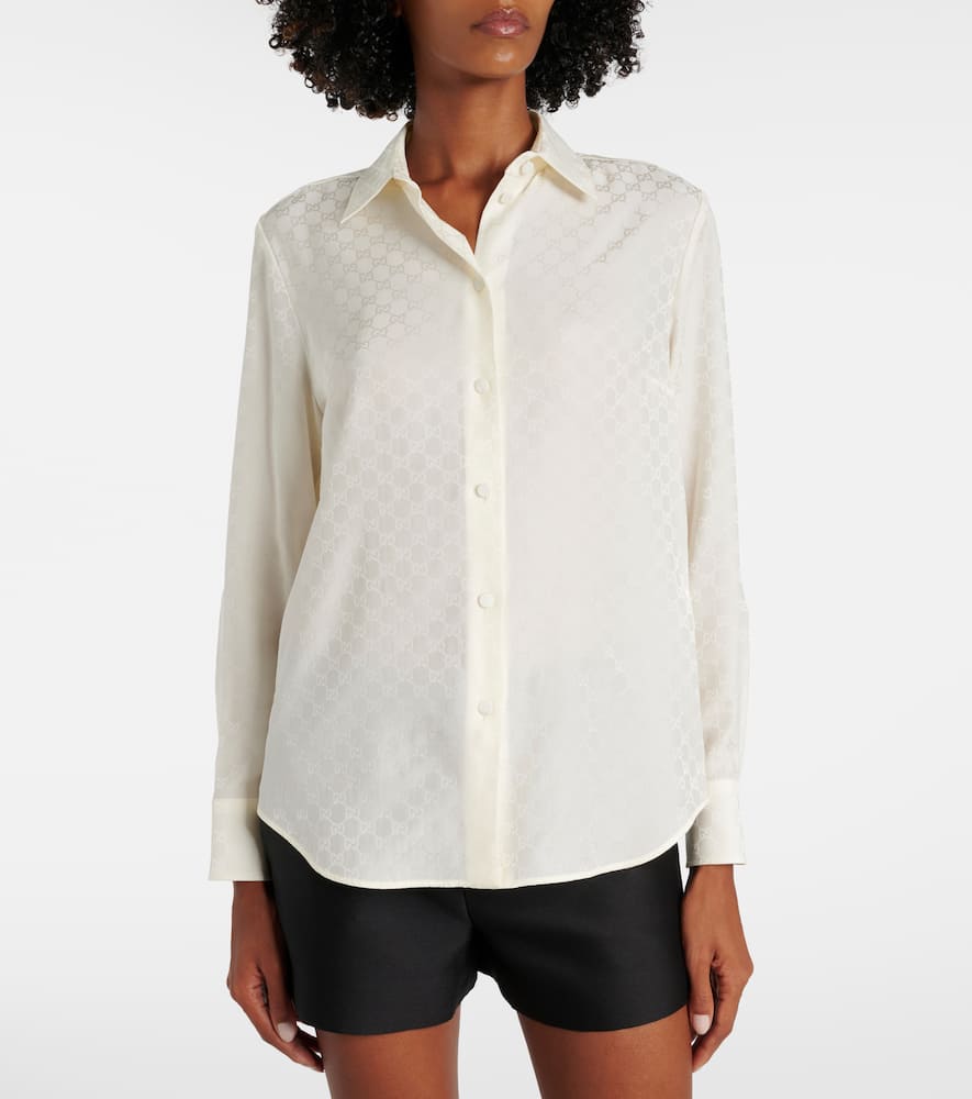 Gucci Bluse Und Bh Aus Seidenjacquard In White
