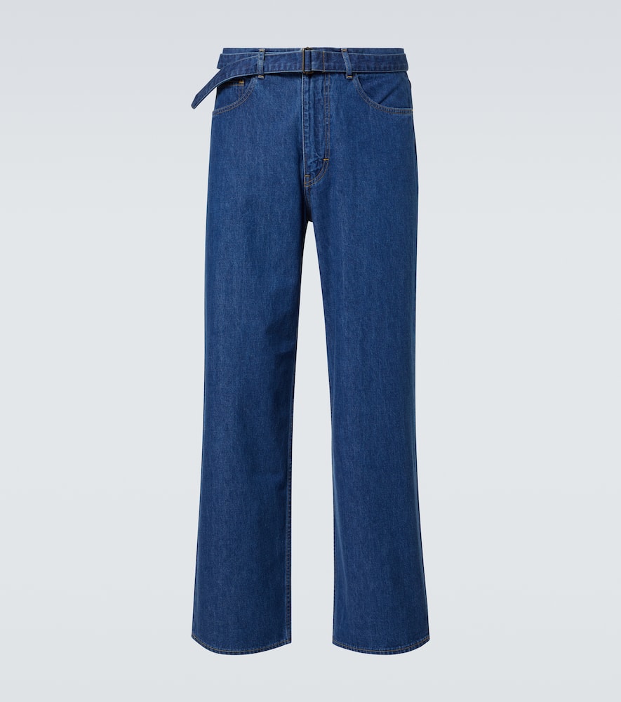 Belted straight jeans