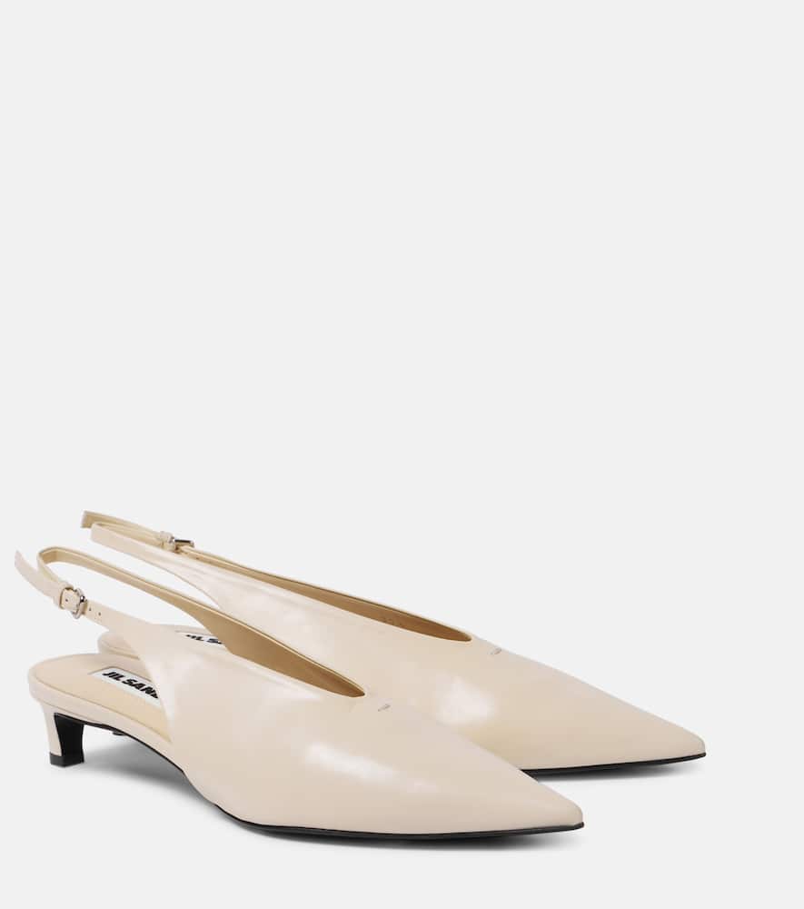 Jil Sander 35mm Leather Sling Backs In White