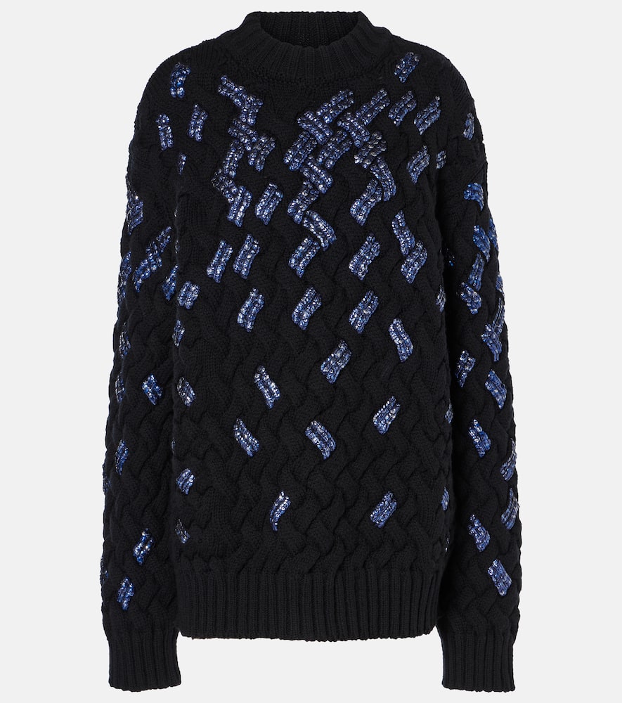 Dries Van Noten Sequined Virgin Wool Sweater In Black