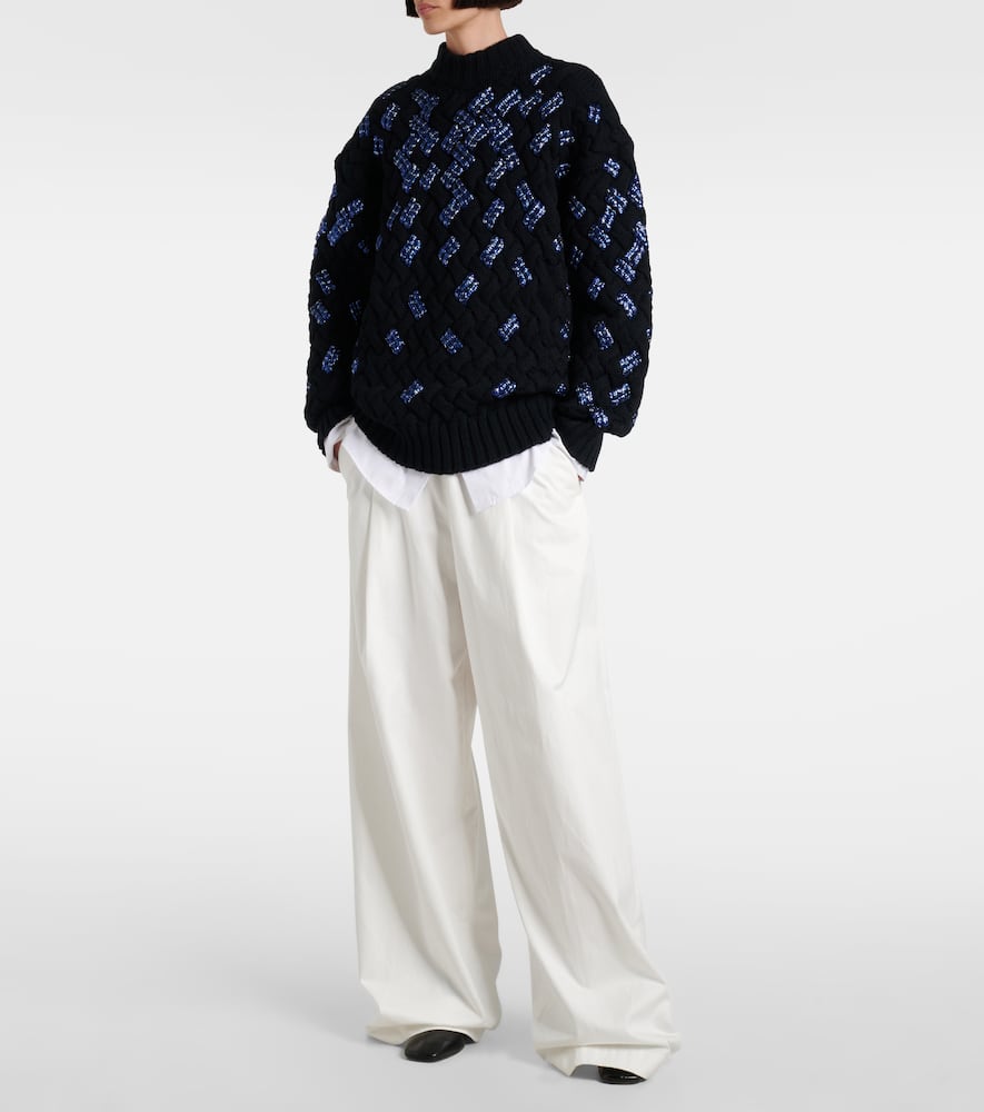 Dries Van Noten Sequined Virgin Wool Sweater In Black