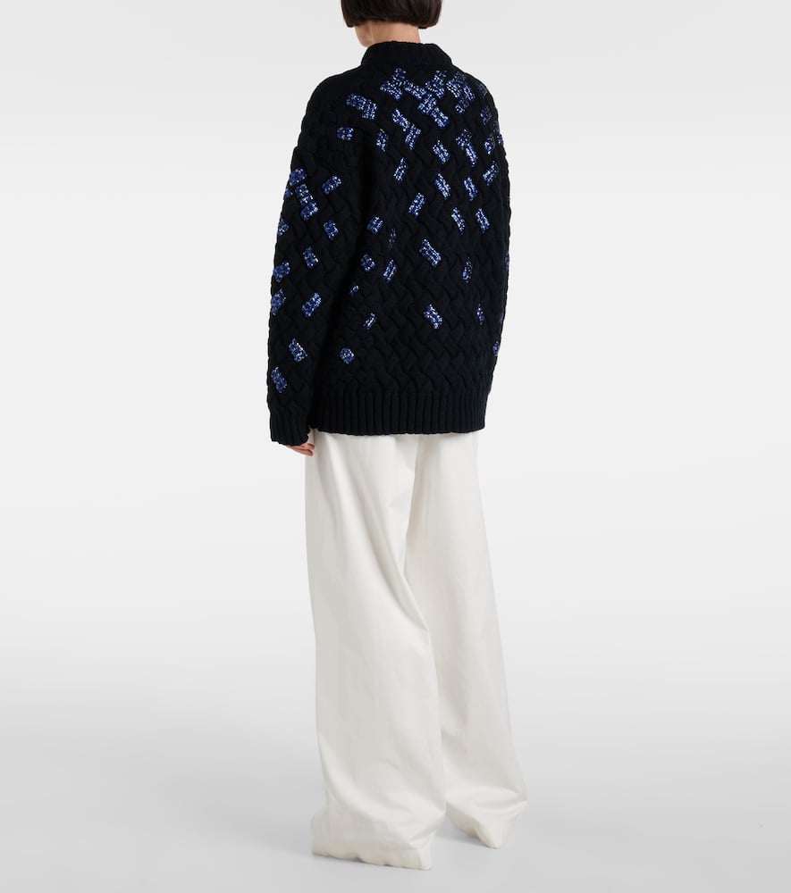 Dries Van Noten Sequined Virgin Wool Sweater In Black