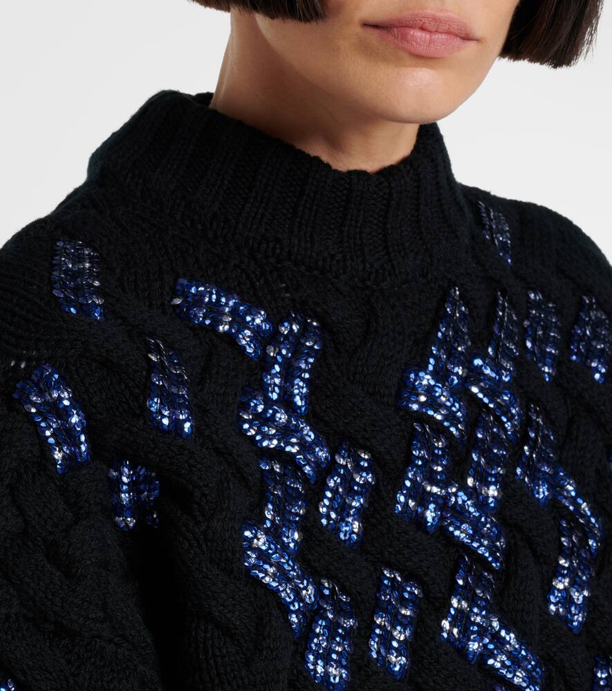 Dries Van Noten Sequined Virgin Wool Sweater In Black