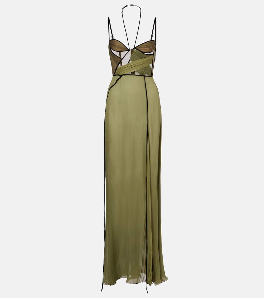 Mae draped silk corset gown
