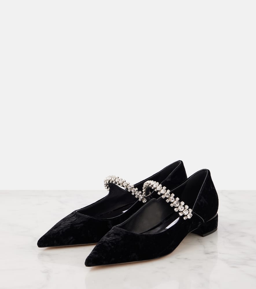 Jimmy Choo Women Black Ballet Flats With Crystals On Strap In Patent Leather Woman In Black