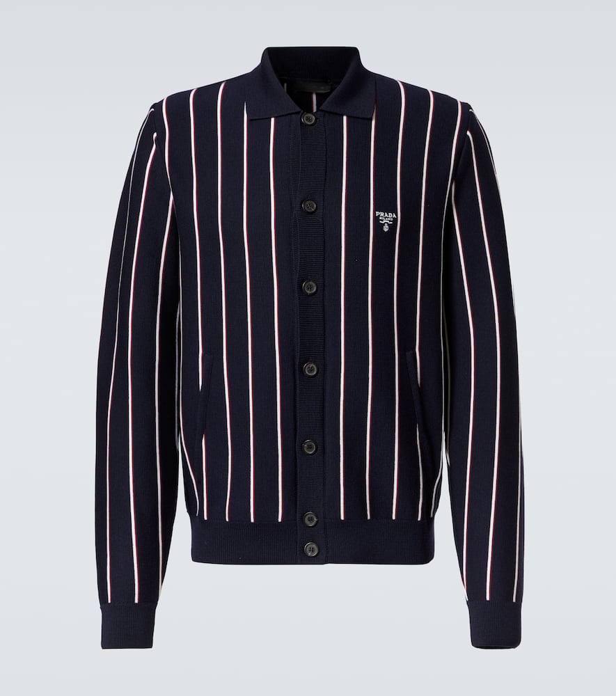 Prada Cardigan Aus Wolle Und Seide In Blau