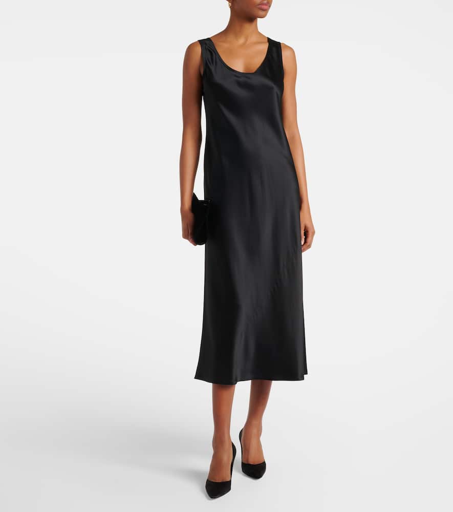 Max Mara Banjo Silk Satin Midi Dress In Black