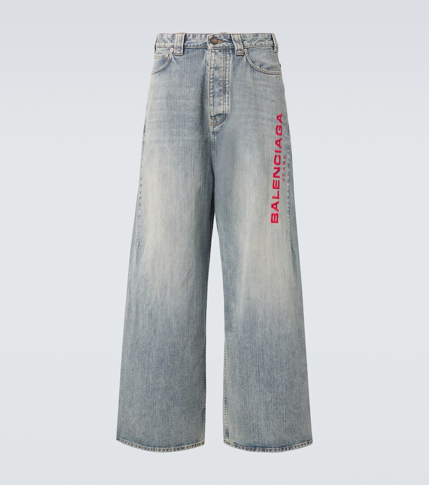 Logo embroidered wide-leg jeans