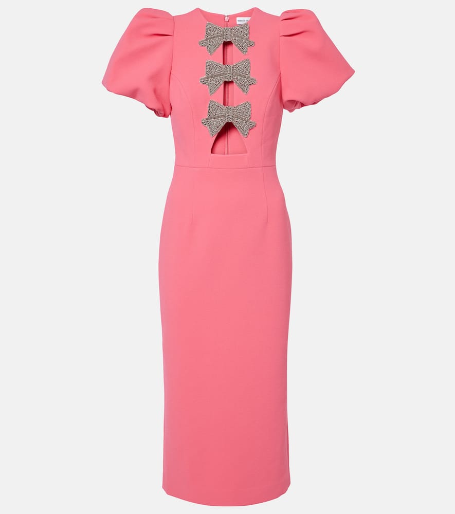 Rebecca Vallance Red 'posey' Midi Dress With Bows In Pink