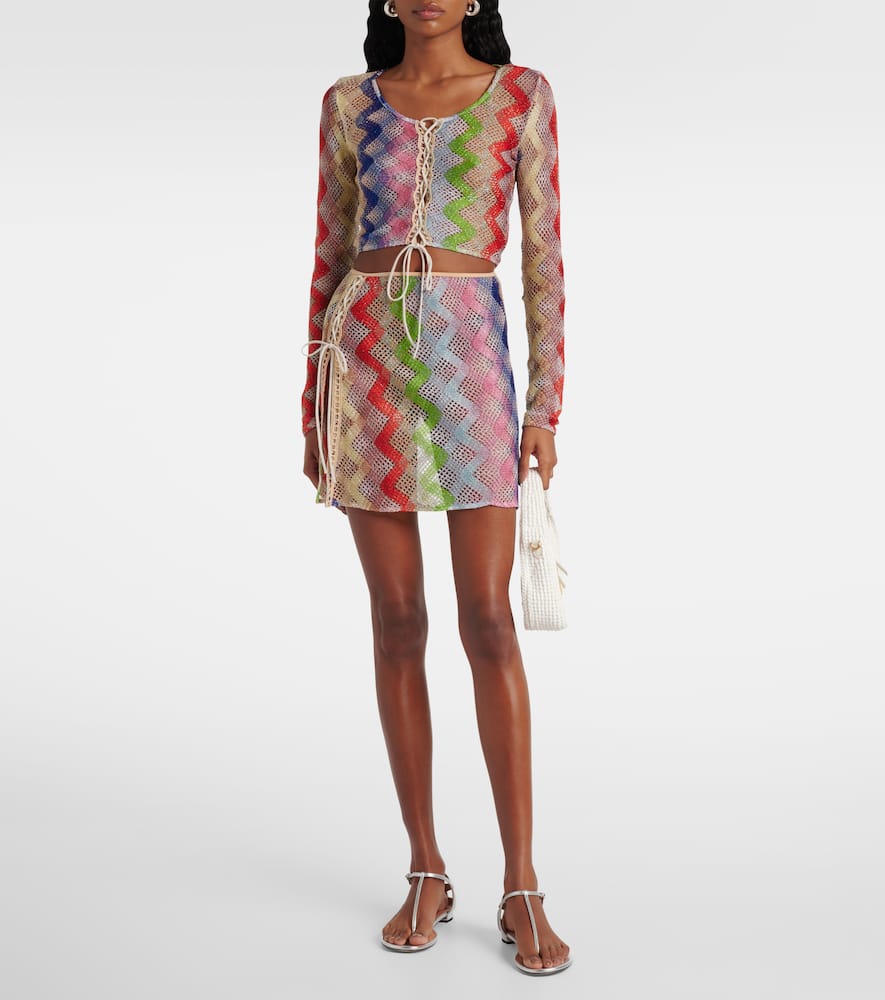 Missoni Lace Up-detail Mini Skirt In Multi