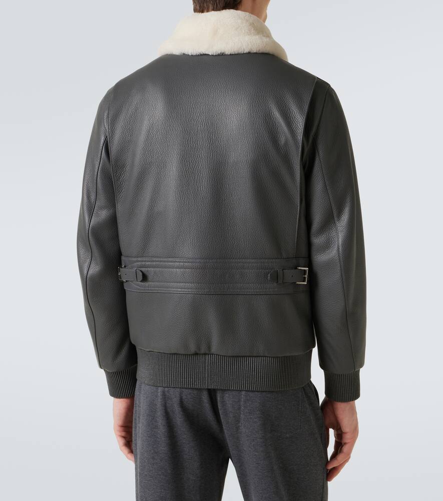 Brioni Shearling-trimmed Leather Bomber Jacket In Black