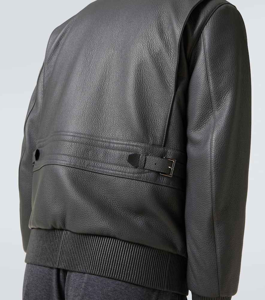 Brioni Shearling-trimmed Leather Bomber Jacket In Black