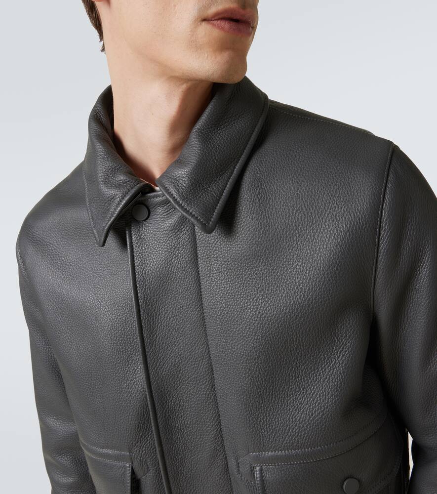 Brioni Shearling-trimmed Leather Bomber Jacket In Black