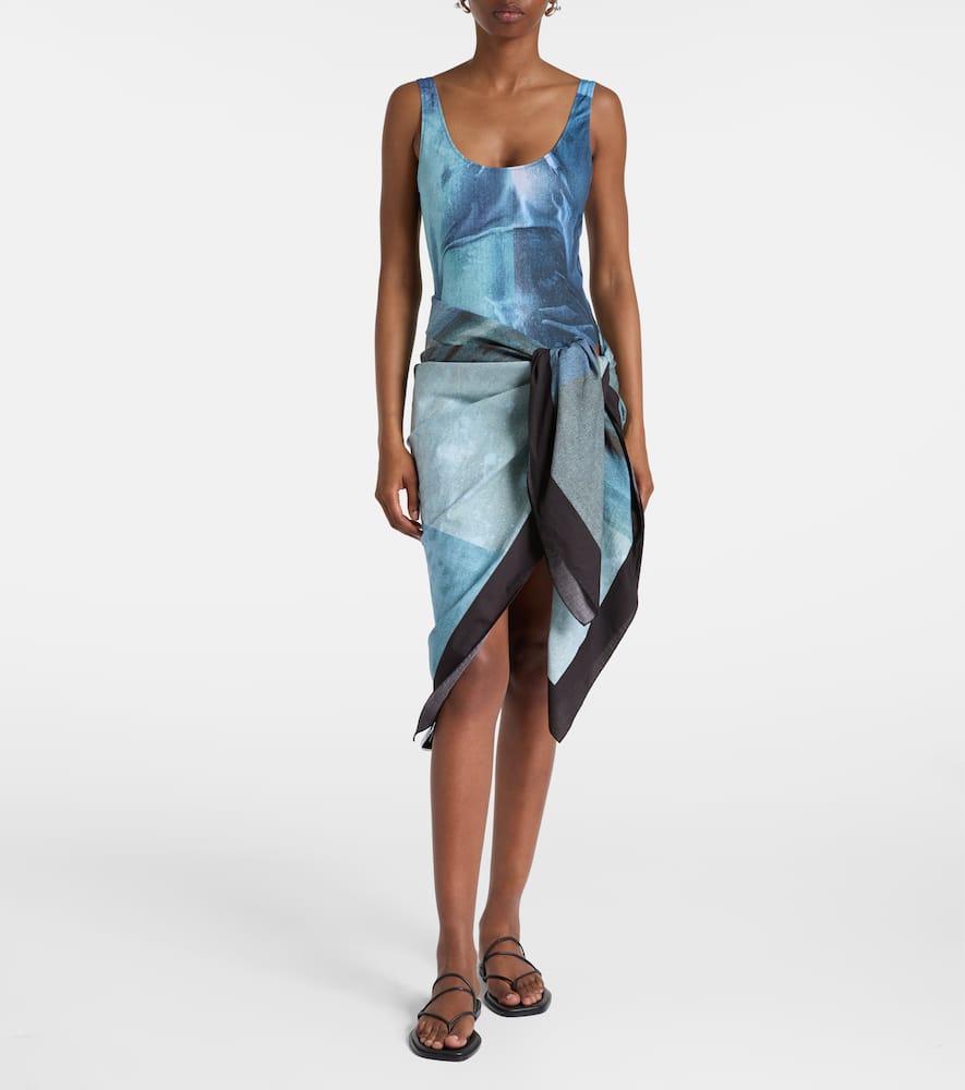 Jean Paul Gaultier Printed Cotton Beach Cover-up In Blue