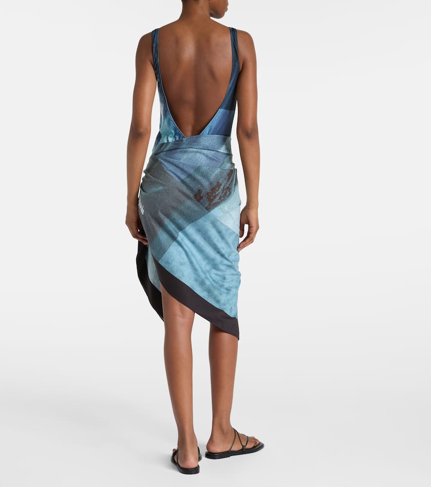 Jean Paul Gaultier Printed Cotton Beach Cover-up In Blue