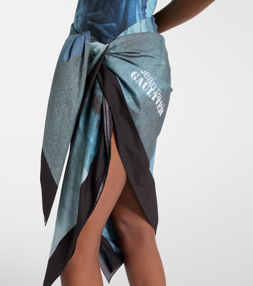 Jean Paul Gaultier Printed Cotton Beach Cover-up In Blue