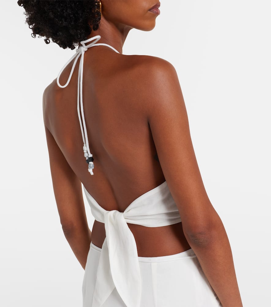 Sir Cotton Azura Halterneck Crop Top In White