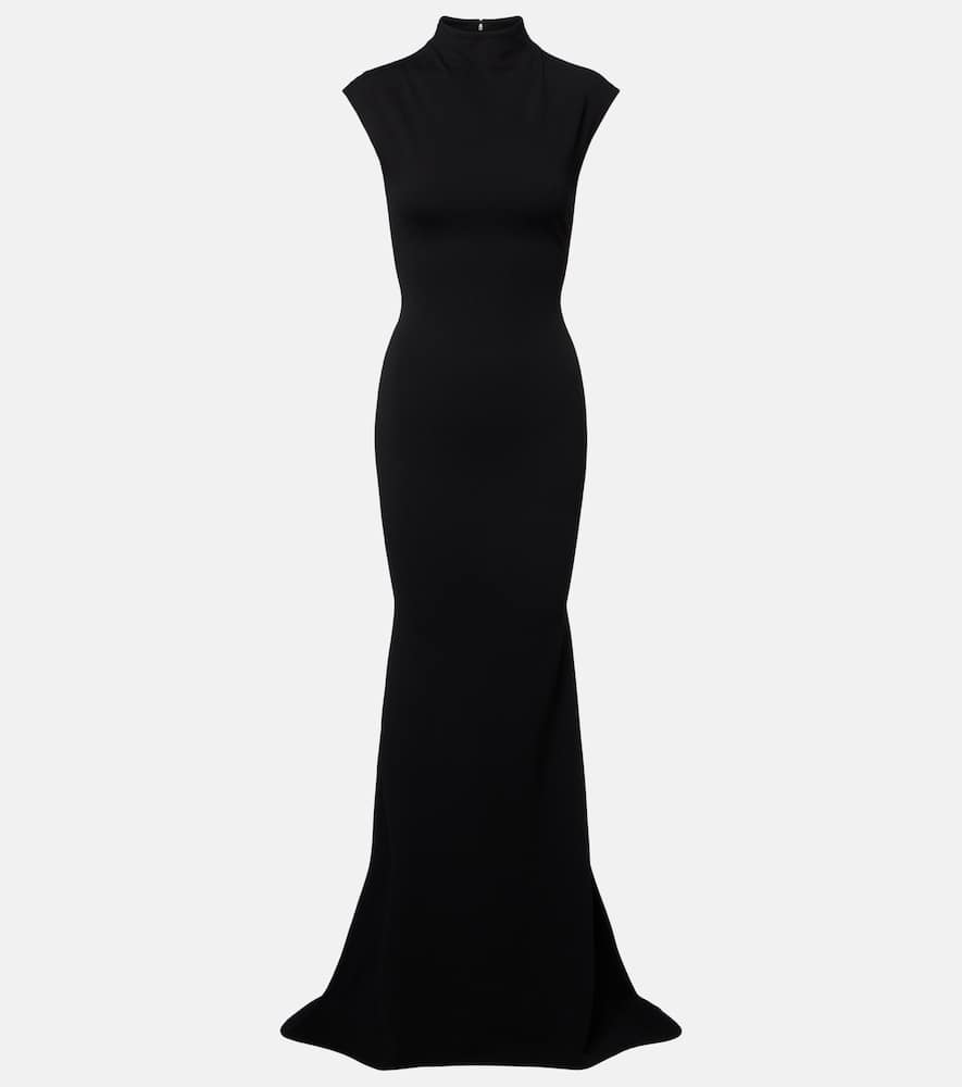 Jacquemus Maxi Dress With Cap Sleeves And Mock Neck In Black