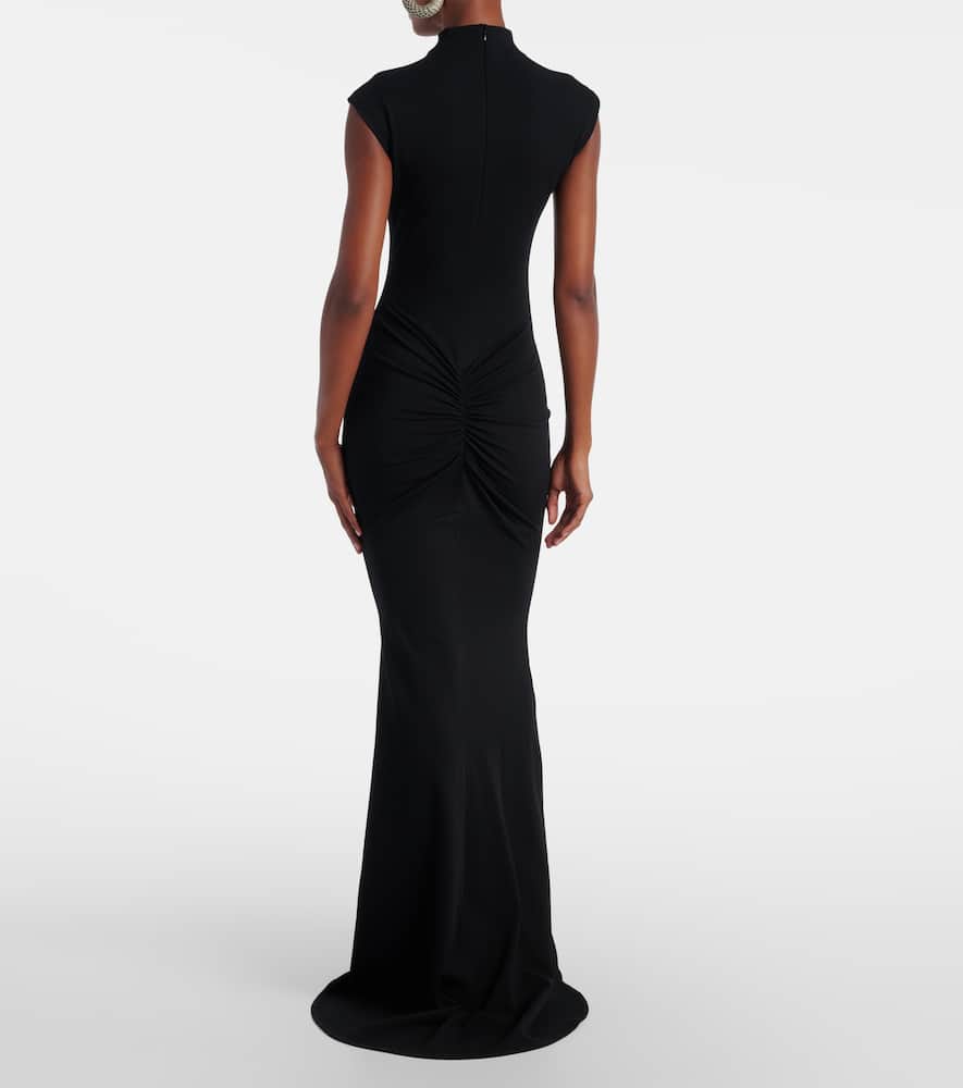 Jacquemus Maxi Dress With Cap Sleeves And Mock Neck In Black