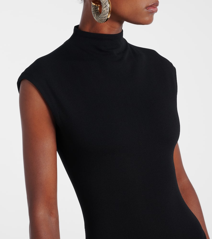 Jacquemus Maxi Dress With Cap Sleeves And Mock Neck In Black