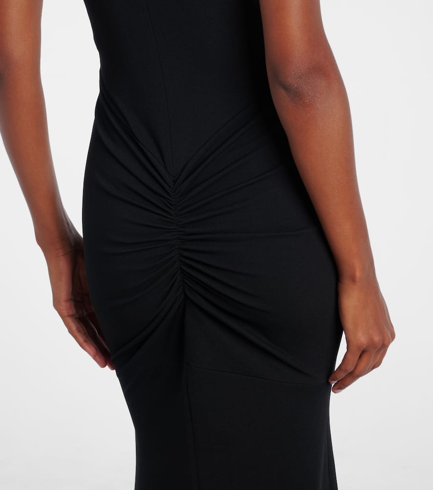 Jacquemus Maxi Dress With Cap Sleeves And Mock Neck In Black
