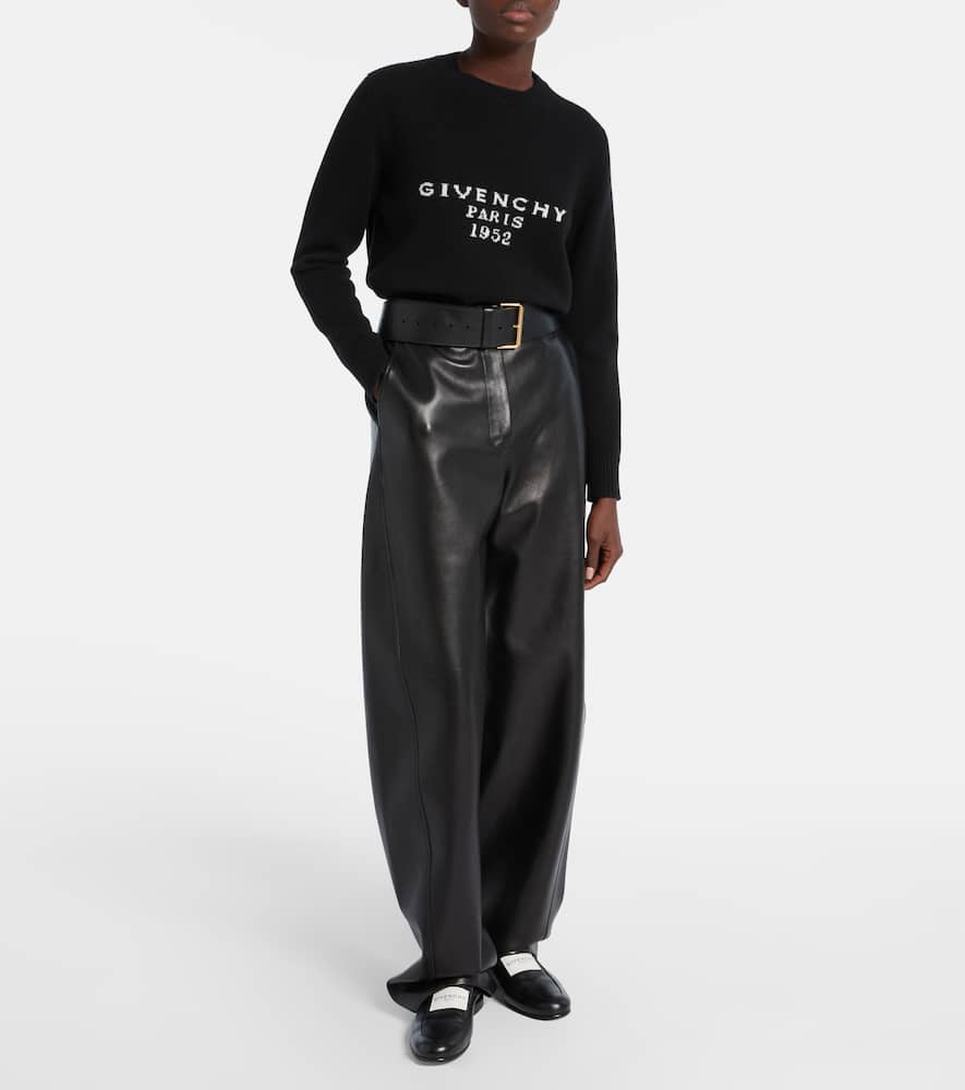 Givenchy Wool Blend Crew Neck Sweater With Ribbed Cuffs And Hem In Black