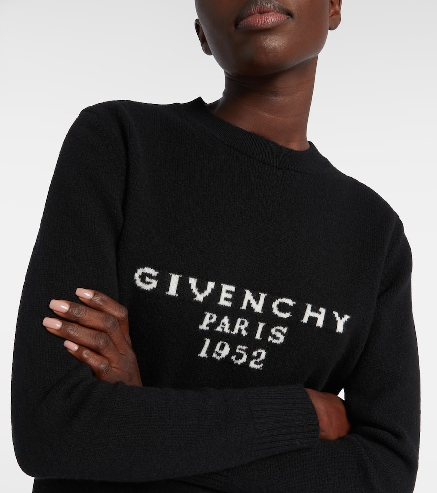 Givenchy Wool Blend Crew Neck Sweater With Ribbed Cuffs And Hem In Black